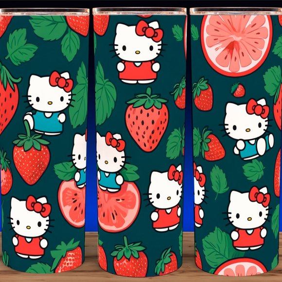 Hello Kitty Strawberry Delight Collage Cup Mug Tumbler - Picture 1 of 3